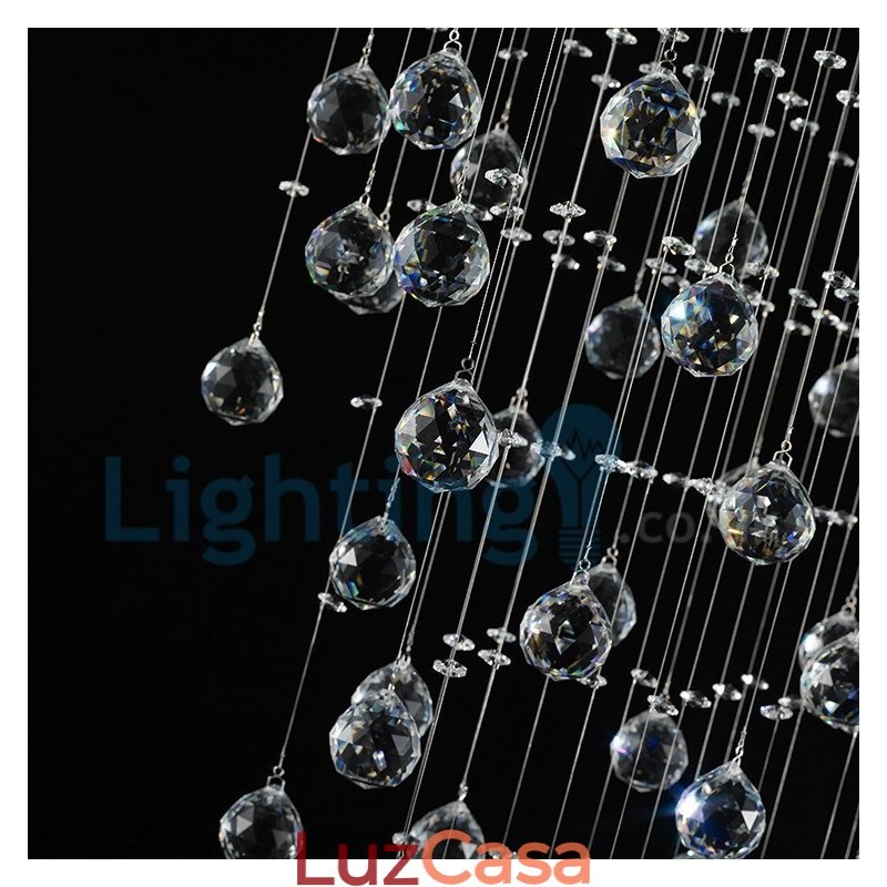 Lustre moderno contemporâneo, luminária pendente embutida, luz de gota de chuva de cristal