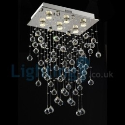 Lustre moderno contemporâneo, luminária pendente embutida, luz de gota de chuva de cristal