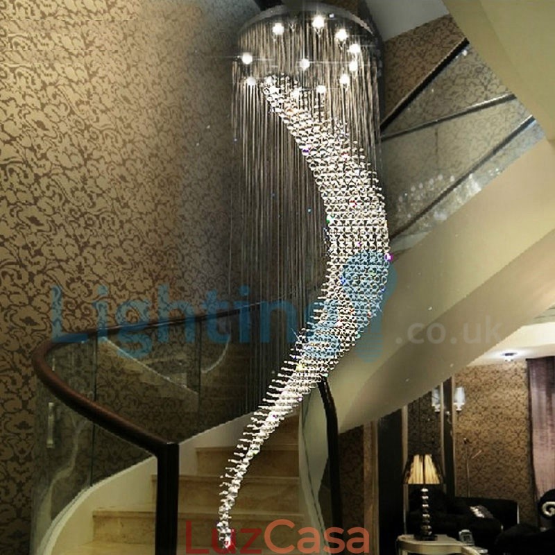 Lustre moderno contemporâneo, luminária pendente embutida, luz de gota de chuva de cristal