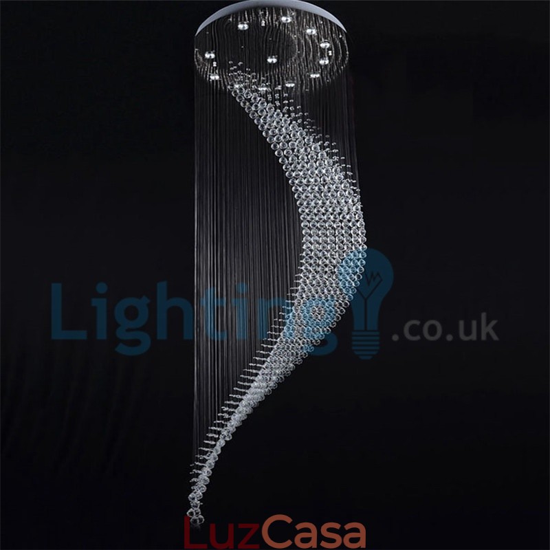 Lustre moderno contemporâneo, luminária pendente embutida, luz de gota de chuva de cristal