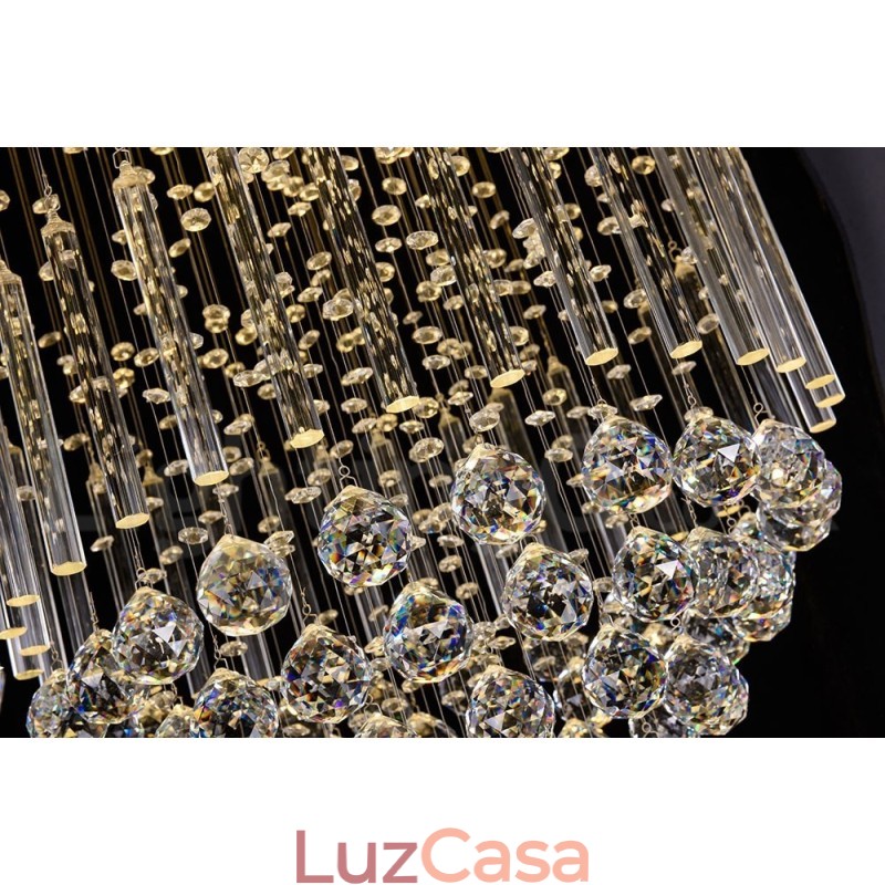 Lustre moderno contemporâneo, luminária pendente embutida, luz de gota de chuva de cristal