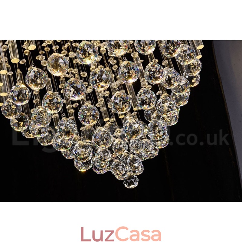 Lustre moderno contemporâneo, luminária pendente embutida, luz de gota de chuva de cristal