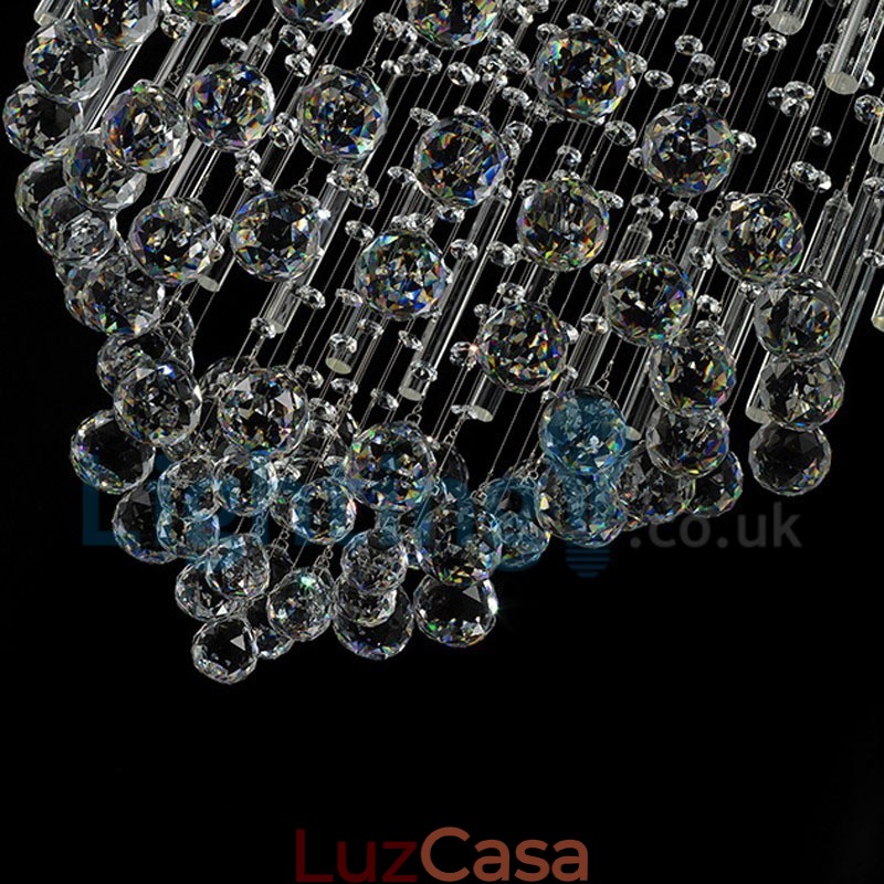 Lustre moderno contemporâneo, luminária pendente embutida, luz de gota de chuva de cristal