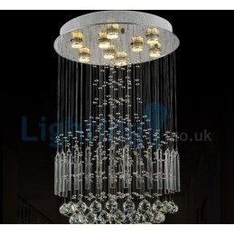 Lustre moderno contemporâneo, luminária pendente embutida, luz de gota de chuva de cristal