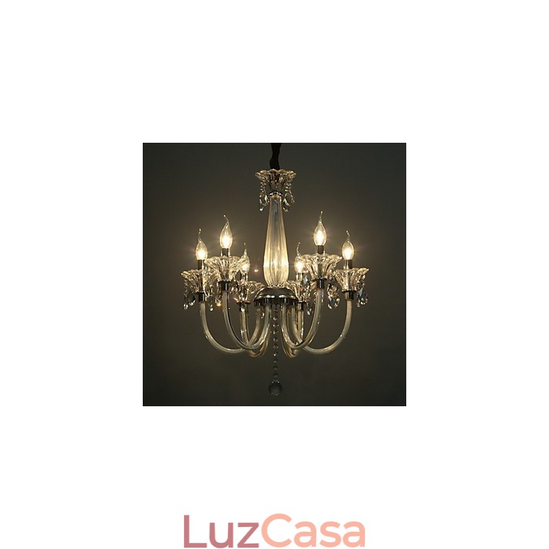 Lustre estilo americano Lodge 6 luzes com cúpula de vidro