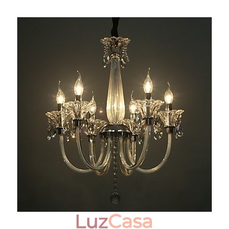 Lustre estilo americano Lodge 6 luzes com cúpula de vidro Lustre estilo americano Lodge 6 luzes com cúpula de vidro