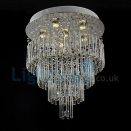 Lustre moderno contemporâneo, luminária pendente embutida, luz de gota de chuva de cristal