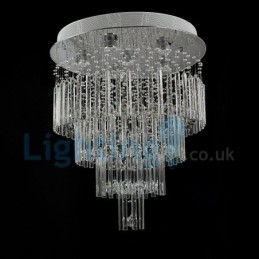 Lustre moderno contemporâneo, luminária pendente embutida, luz de gota de chuva de cristal