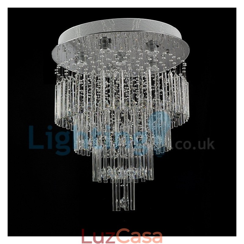 Lustre moderno contemporâneo, luminária pendente embutida, luz de gota de chuva de cristal