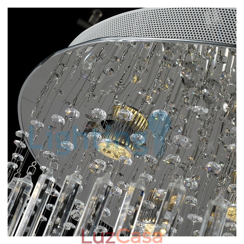 Lustre moderno contemporâneo, luminária pendente embutida, luz de gota de chuva de cristal