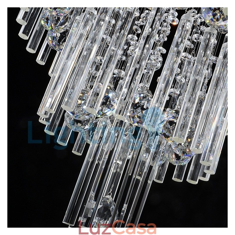 Lustre moderno contemporâneo, luminária pendente embutida, luz de gota de chuva de cristal