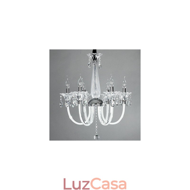 Lustre estilo americano Lodge 6 luzes com cúpula de vidro