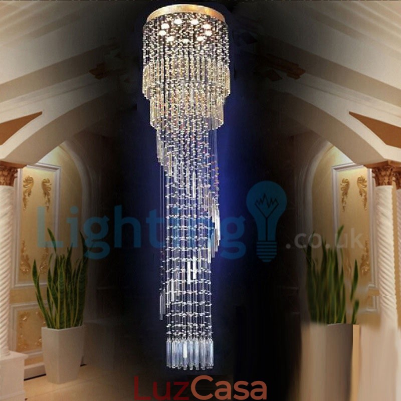 Lustre moderno contemporâneo, luminária pendente embutida, luz de gota de chuva de cristal