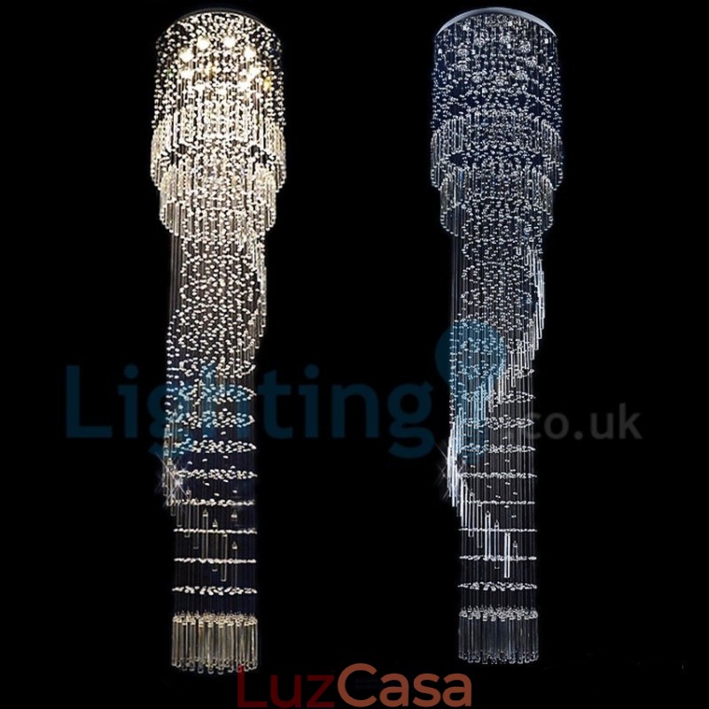 Lustre moderno contemporâneo, luminária pendente embutida, luz de gota de chuva de cristal