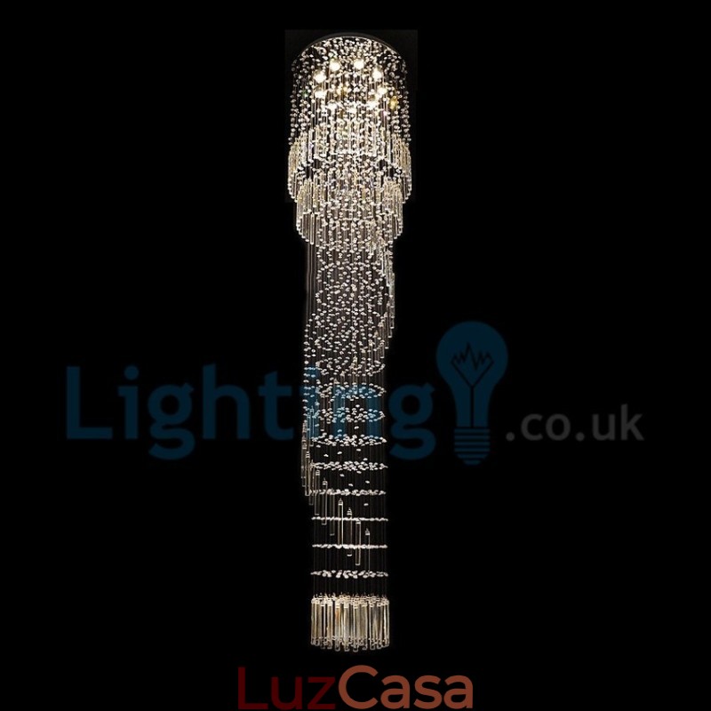 Lustre moderno contemporâneo, luminária pendente embutida, luz de gota de chuva de cristal