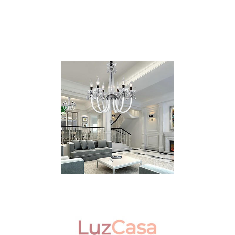 Lustre estilo americano Lodge 6 luzes com cúpula de vidro