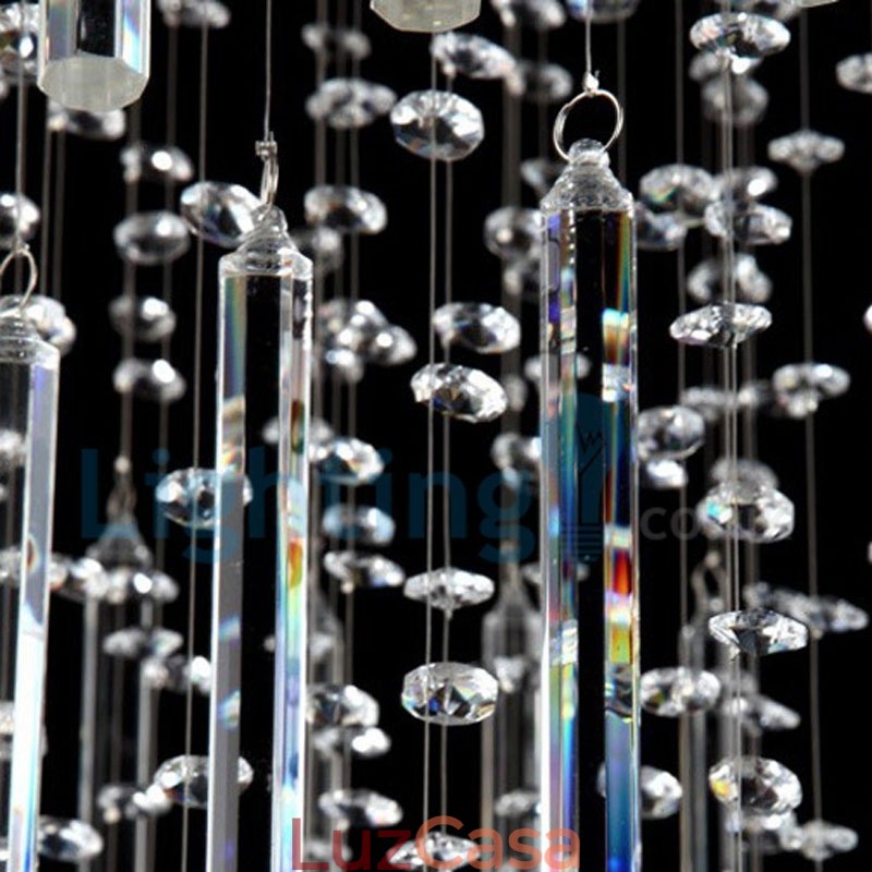 Lustre moderno contemporâneo, luminária pendente embutida, luz de gota de chuva de cristal