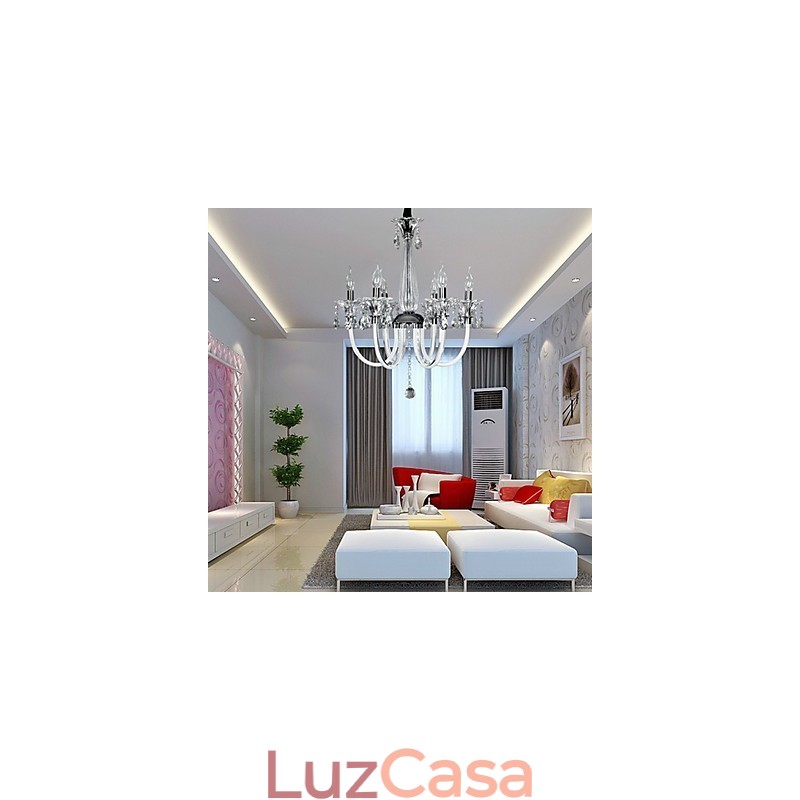 Lustre estilo americano Lodge 6 luzes com cúpula de vidro