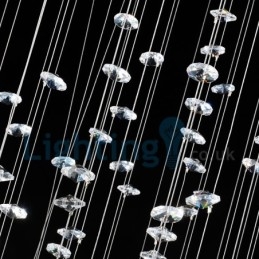 Lustre moderno contemporâneo, luminária pendente embutida, luz de gota de chuva de cristal