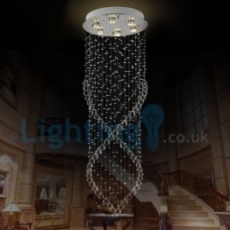Lustre moderno contemporâneo, luminária pendente embutida, luz de gota de chuva de cristal
