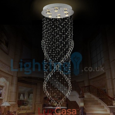 Lustre moderno contemporâneo, luminária pendente embutida, luz de gota de chuva de cristal Lustre moderno contemporâneo, luminária pendente embutida, luz de gota de chuva de cristal