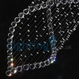 Lustre moderno contemporâneo, luminária pendente embutida, luz de gota de chuva de cristal