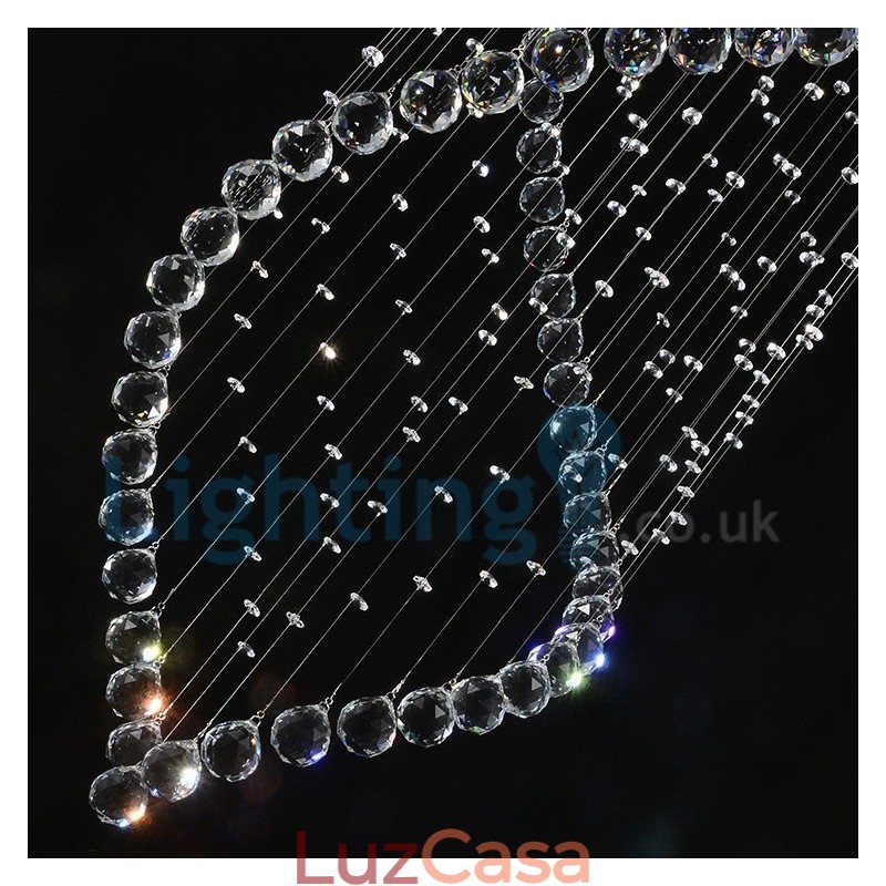Lustre moderno contemporâneo, luminária pendente embutida, luz de gota de chuva de cristal