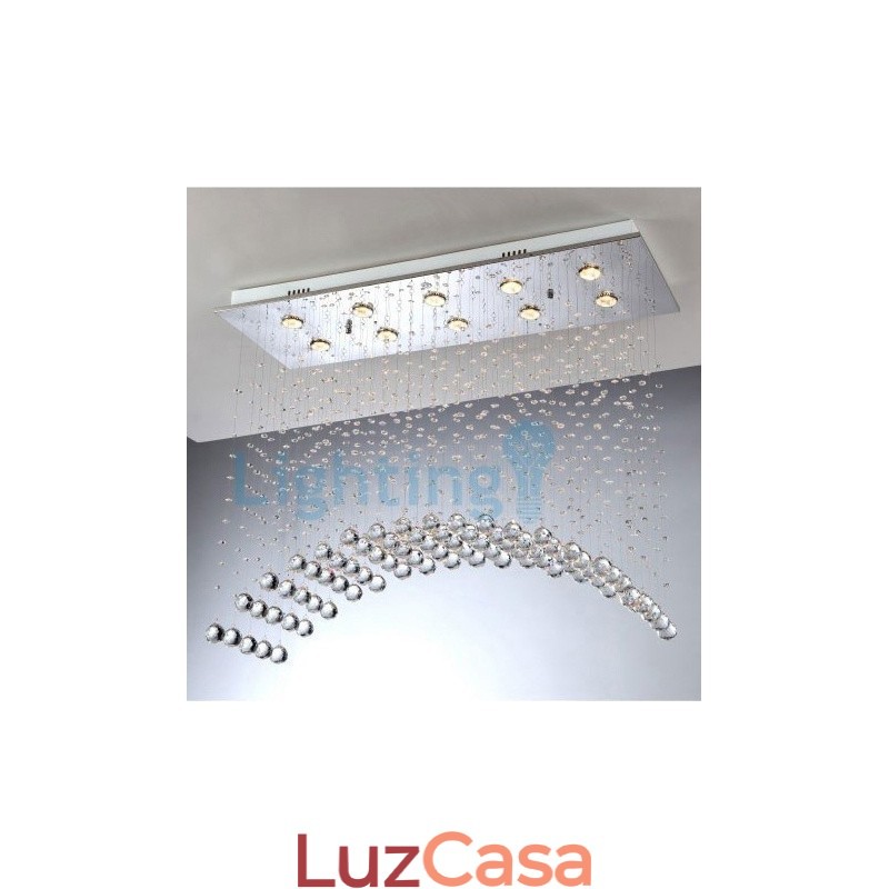 Lustre moderno contemporâneo, luminária pendente embutida, luz de gota de chuva de cristal