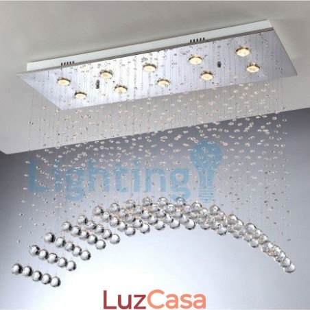 Lustre moderno contemporâneo, luminária pendente embutida, luz de gota de chuva de cristal Lustre moderno contemporâneo, luminária pendente embutida, luz de gota de chuva de cristal