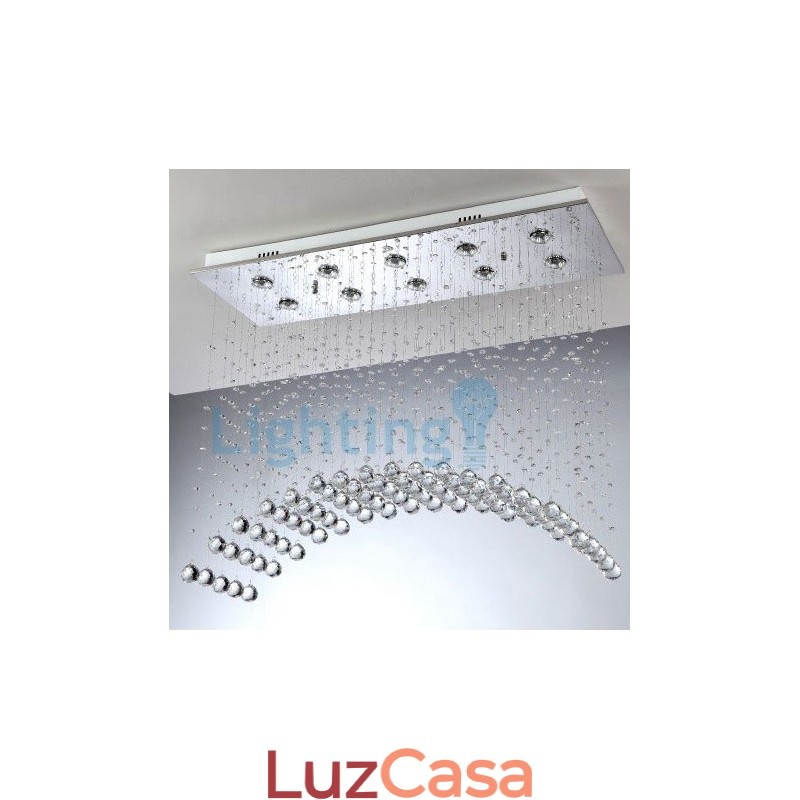 Lustre moderno contemporâneo, luminária pendente embutida, luz de gota de chuva de cristal