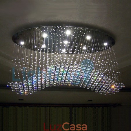 Lustre moderno contemporâneo, luminária pendente embutida, luz de gota de chuva de cristal