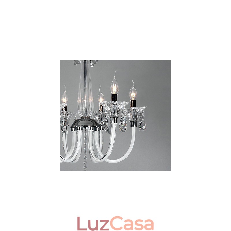 Lustre estilo americano Lodge 6 luzes com cúpula de vidro
