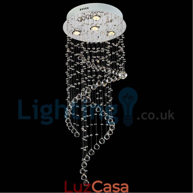 Lustre moderno contemporâneo, luminária pendente embutida, luz de gota de chuva de cristal