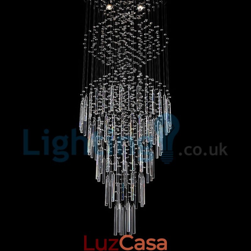 Lustre moderno contemporâneo, luminária pendente embutida, luz de gota de chuva de cristal