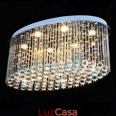 Lustre moderno contemporâneo, luminária pendente embutida, luz de gota de chuva de cristal Lustre moderno contemporâneo, luminária pendente embutida, luz de gota de chuva de cristal