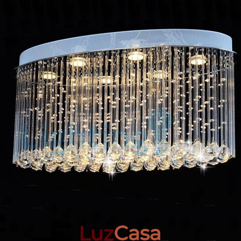 Lustre moderno contemporâneo, luminária pendente embutida, luz de gota de chuva de cristal