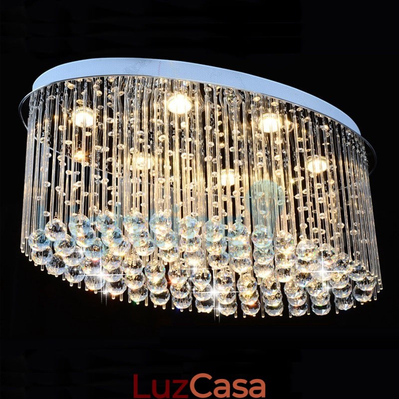 Lustre moderno contemporâneo, luminária pendente embutida, luz de gota de chuva de cristal