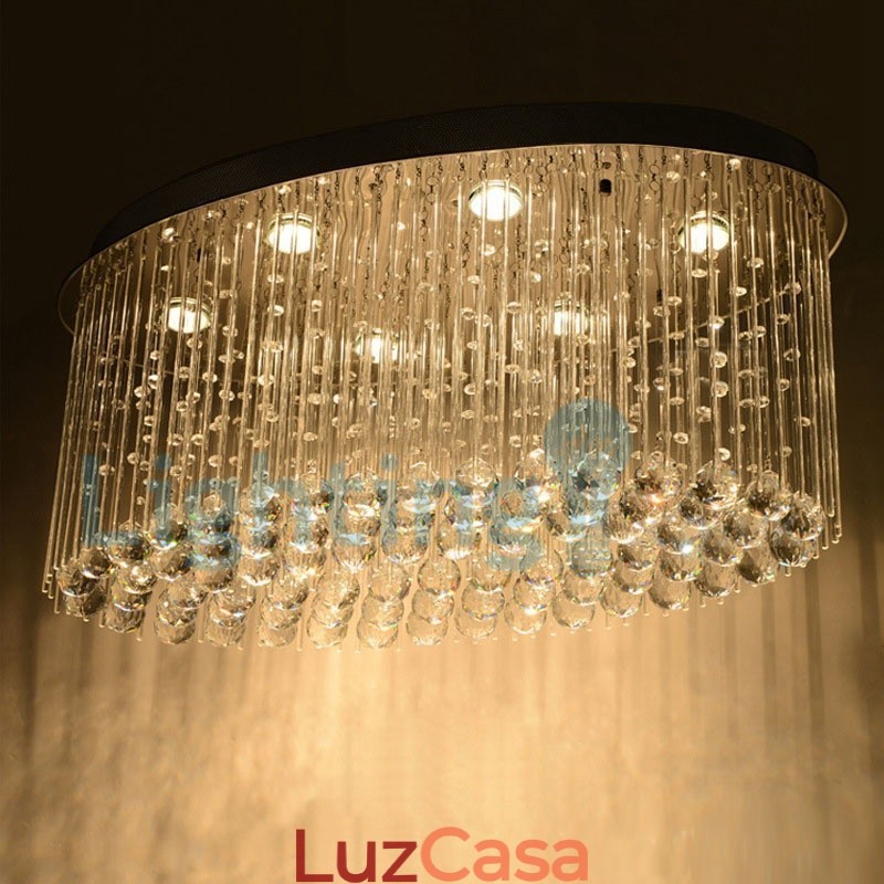 Lustre moderno contemporâneo, luminária pendente embutida, luz de gota de chuva de cristal