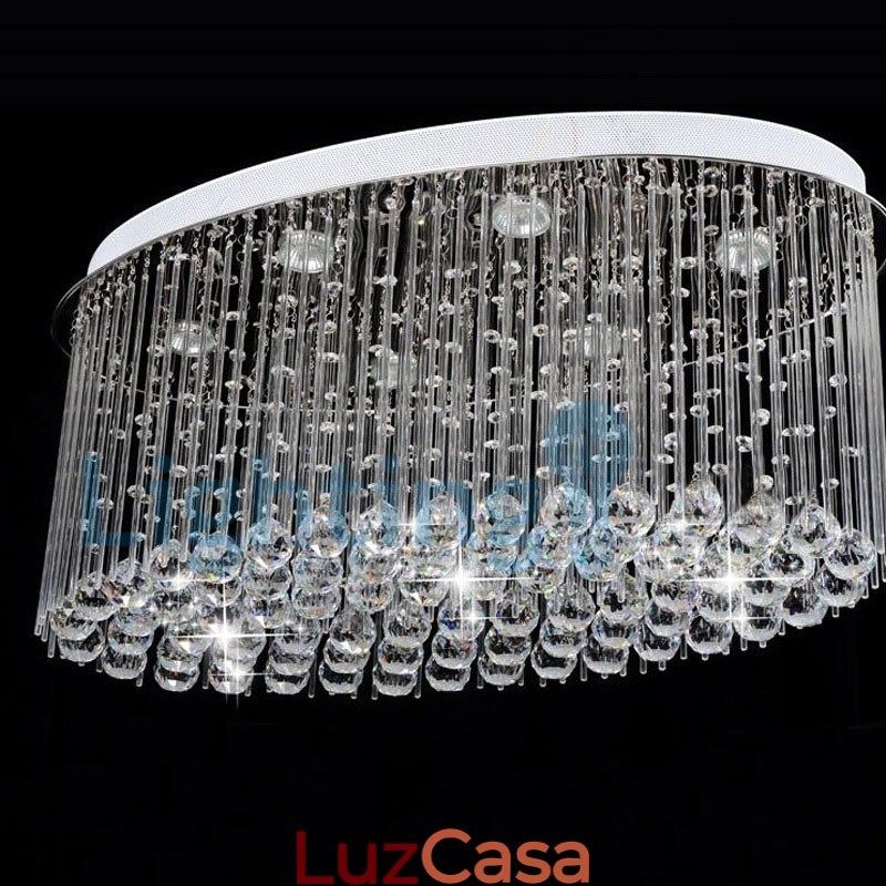 Lustre moderno contemporâneo, luminária pendente embutida, luz de gota de chuva de cristal