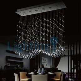 Lustre moderno contemporâneo, luminária pendente embutida, luz de gota de chuva de cristal