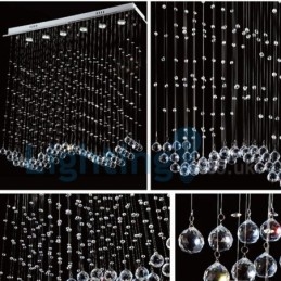 Lustre moderno contemporâneo, luminária pendente embutida, luz de gota de chuva de cristal