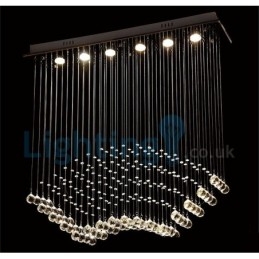 Lustre moderno contemporâneo, luminária pendente embutida, luz de gota de chuva de cristal