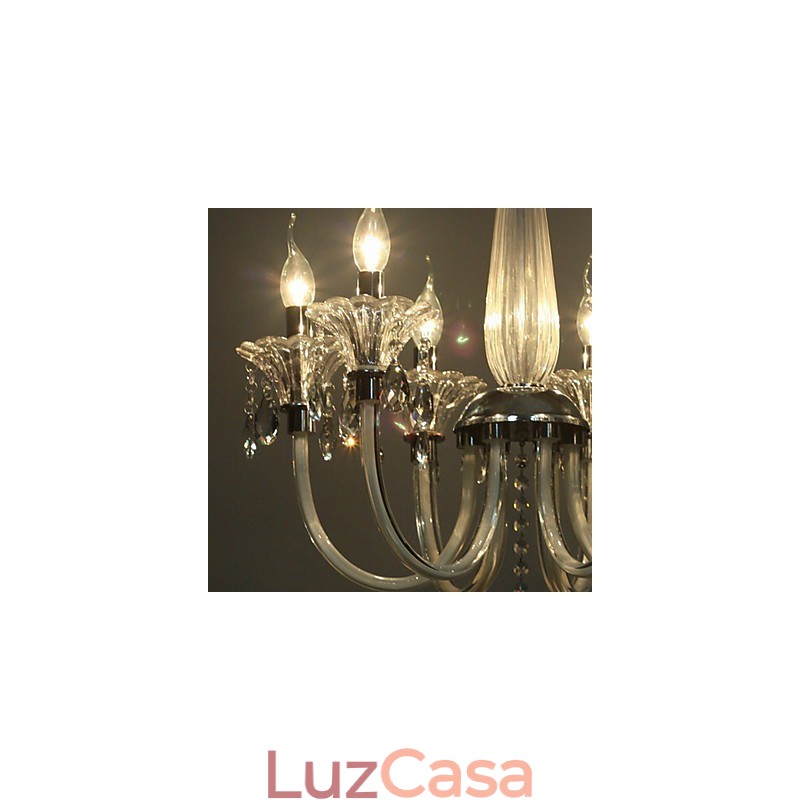 Lustre estilo americano Lodge 6 luzes com cúpula de vidro