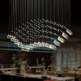 Lustre moderno contemporâneo, luminária pendente embutida, luz de gota de chuva de cristal