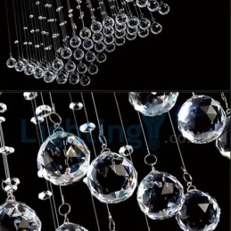 Lustre moderno contemporâneo, luminária pendente embutida, luz de gota de chuva de cristal