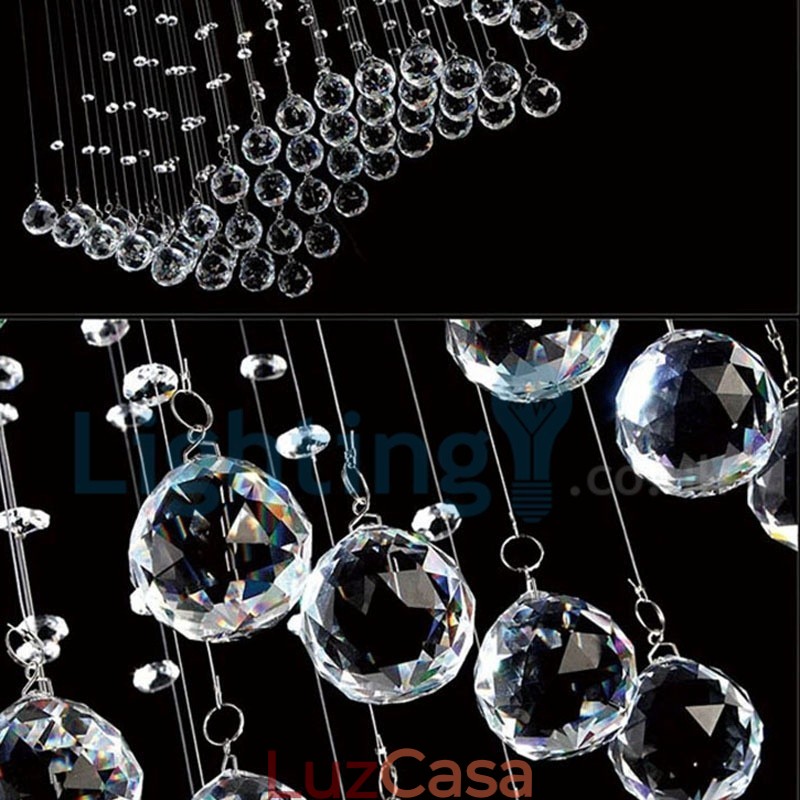 Lustre moderno contemporâneo, luminária pendente embutida, luz de gota de chuva de cristal