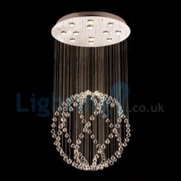 Lustre moderno contemporâneo, luminária pendente embutida, luz de gota de chuva de cristal