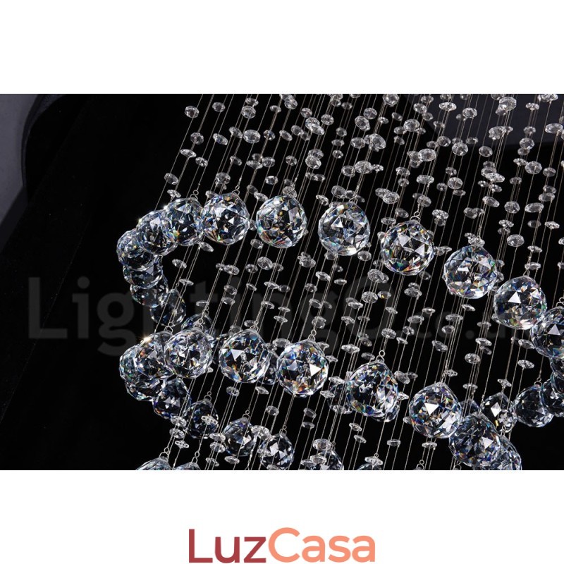 Lustre moderno contemporâneo, luminária pendente embutida, luz de gota de chuva de cristal