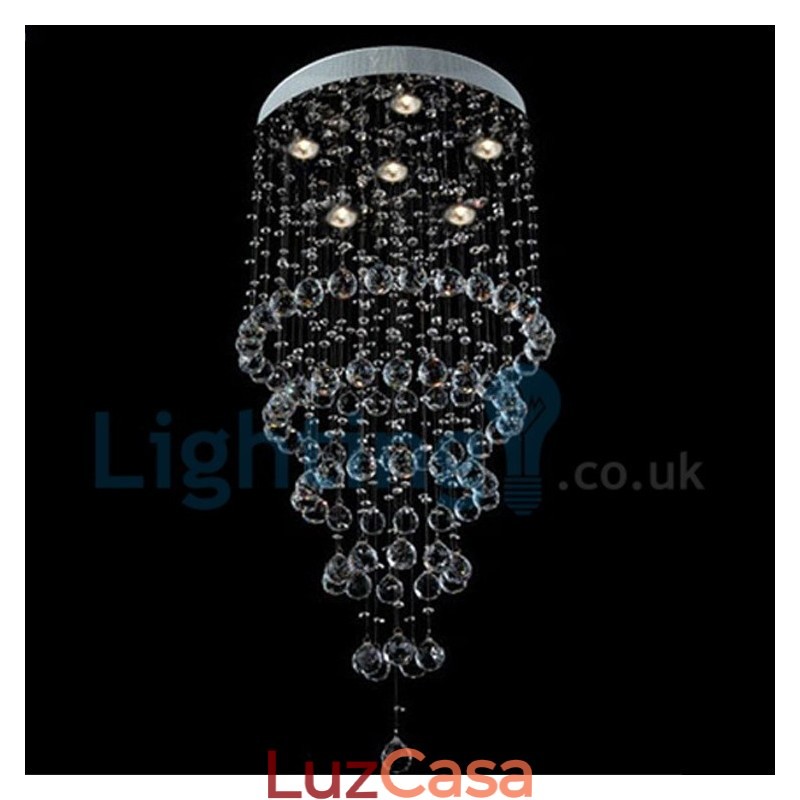 Lustre moderno contemporâneo, luminária pendente embutida, luz de gota de chuva de cristal