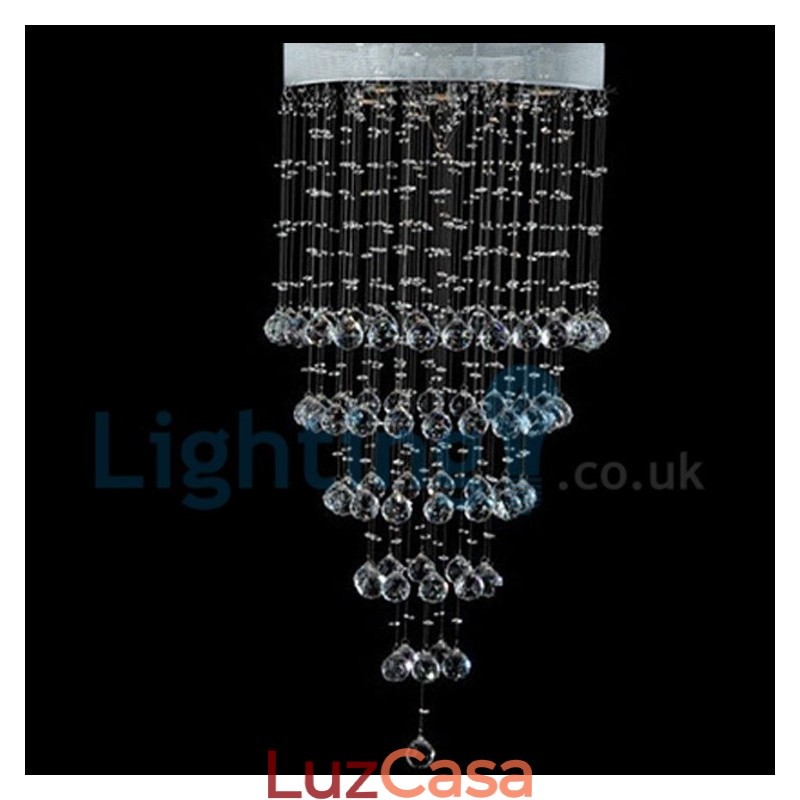 Lustre moderno contemporâneo, luminária pendente embutida, luz de gota de chuva de cristal